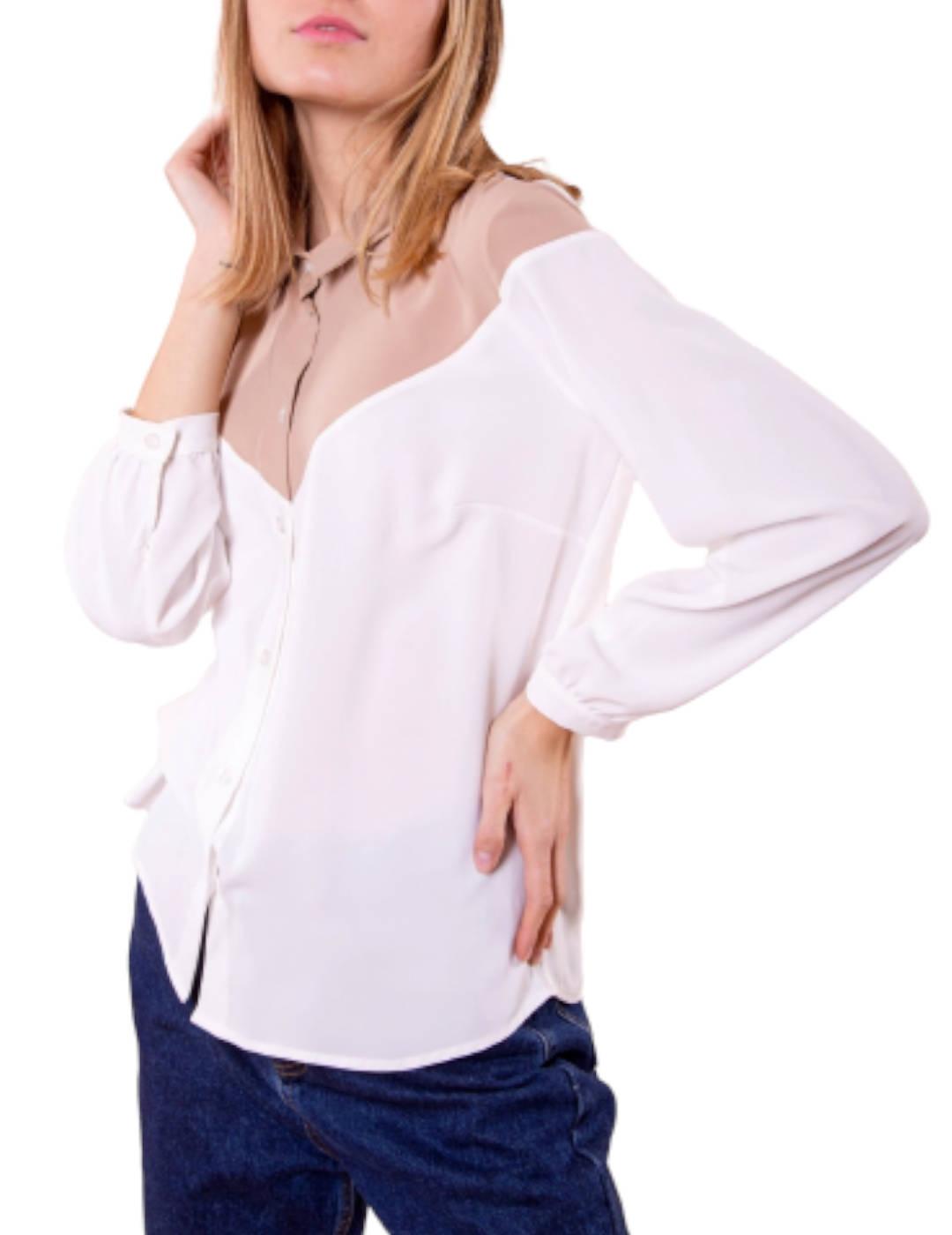 Camisa Mimi-Muà Fluida Bicolor Camel