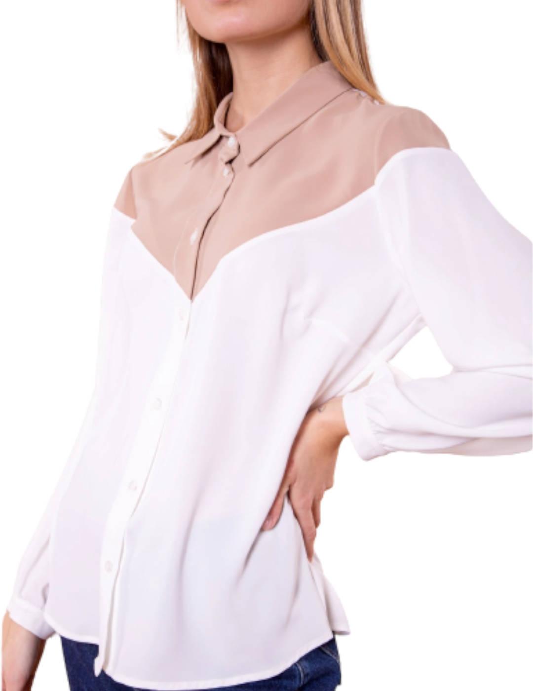 Camisa Mimi-Muà Fluida Bicolor Camel