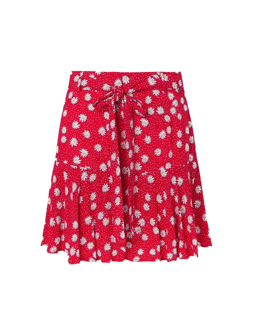 Falda Pepe Jeans Mini Flores Katherine Rojo