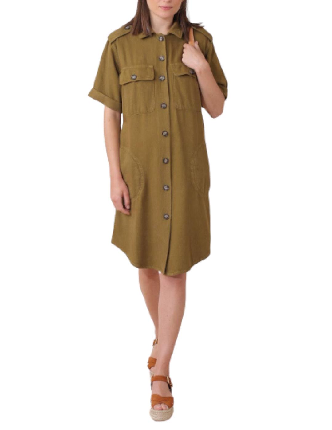 Vestido Indi&Cold Camisero Corto Verde