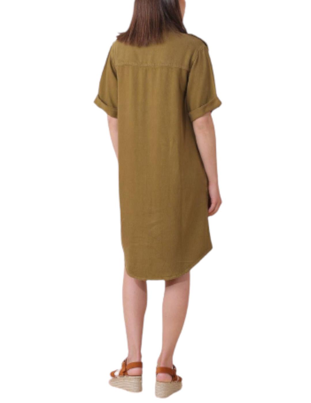 Vestido Indi&Cold Camisero Corto Verde