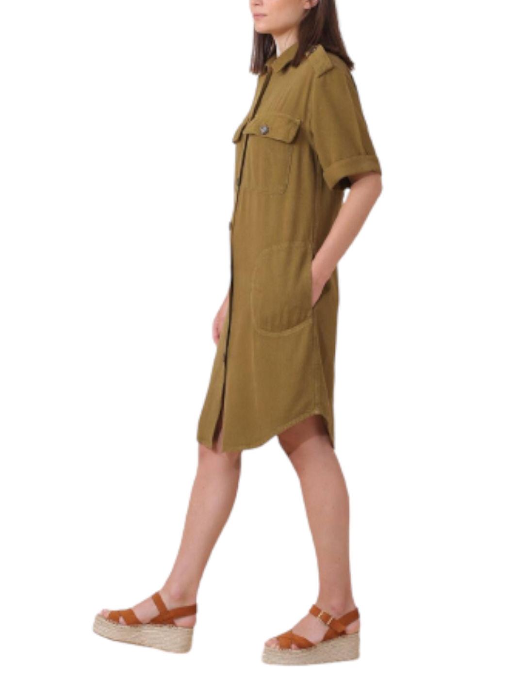 Vestido Indi&Cold Camisero Corto Verde