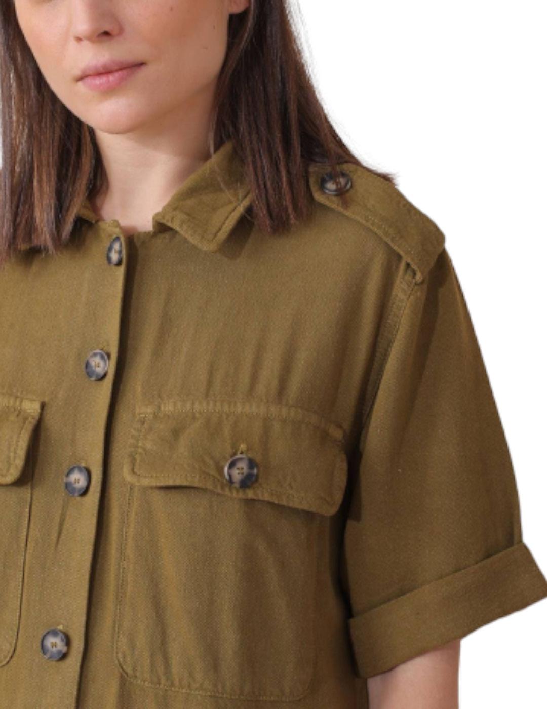 Vestido Indi&Cold Camisero Corto Verde