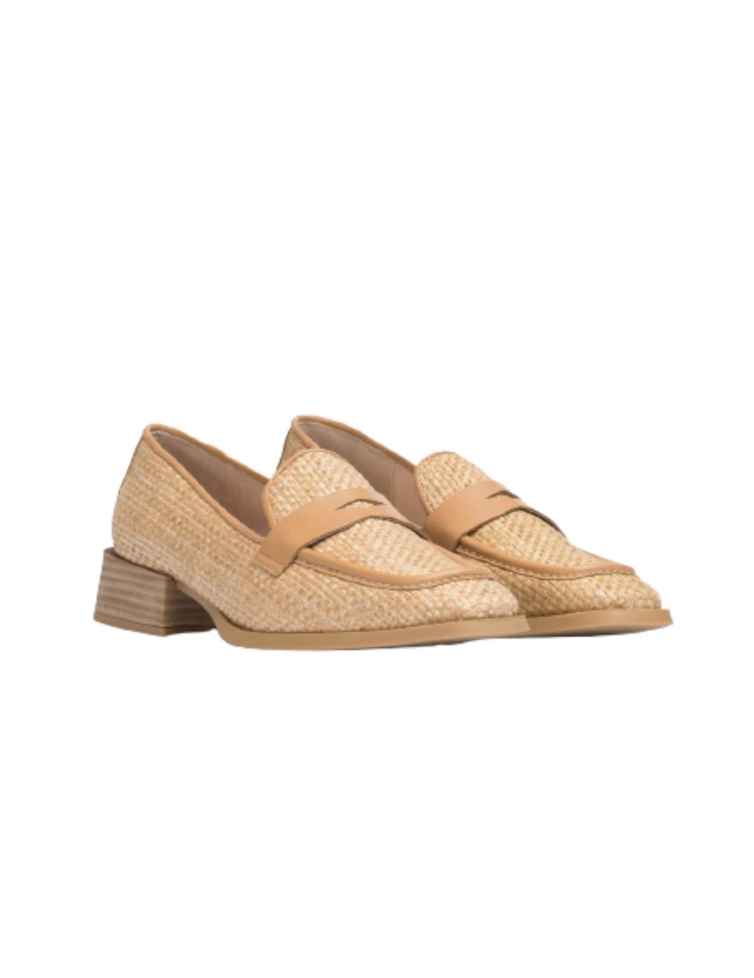 Mocasín Wonders Rafia Beige