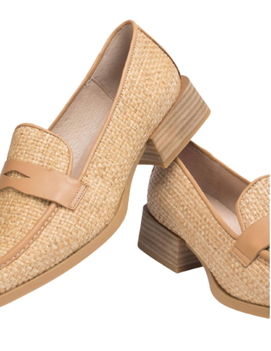 Mocasín Wonders Rafia Beige
