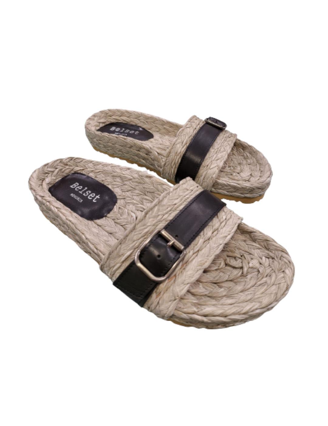 Sandalia Belset Rafia Gris