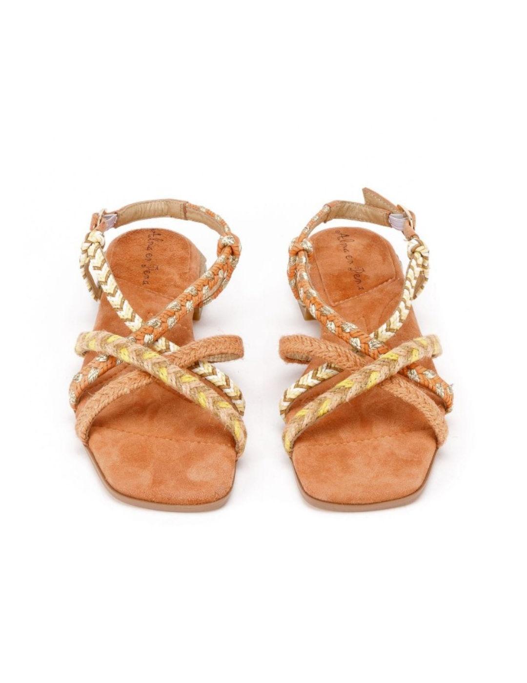Sandalia Alma En Pena Cruzada Etnica Naranja