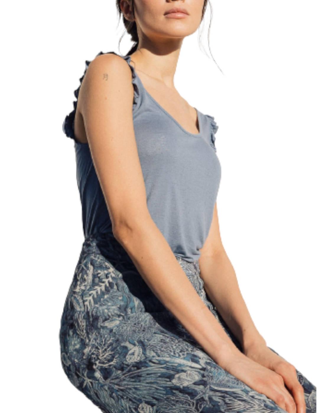 Camiseta Indi&Cold Tiras Volante Plomo