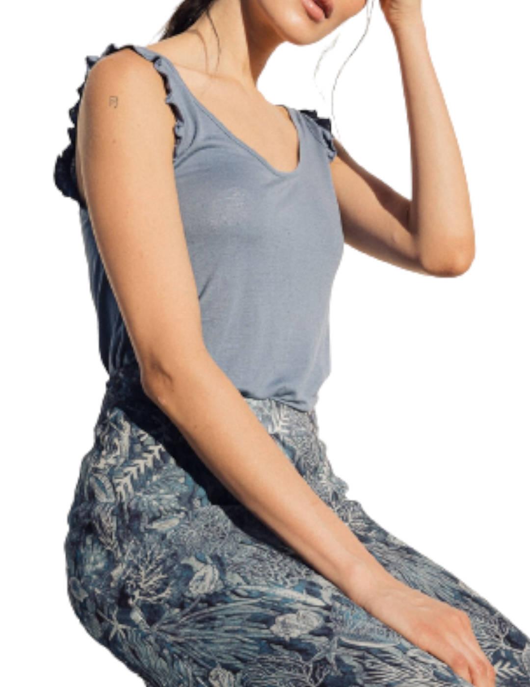 Camiseta Indi&Cold Tiras Volante Plomo