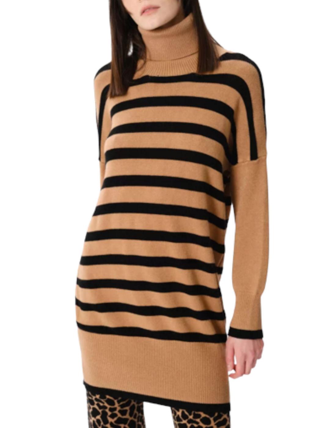 Jersey Kaos Largo Rayas Camel