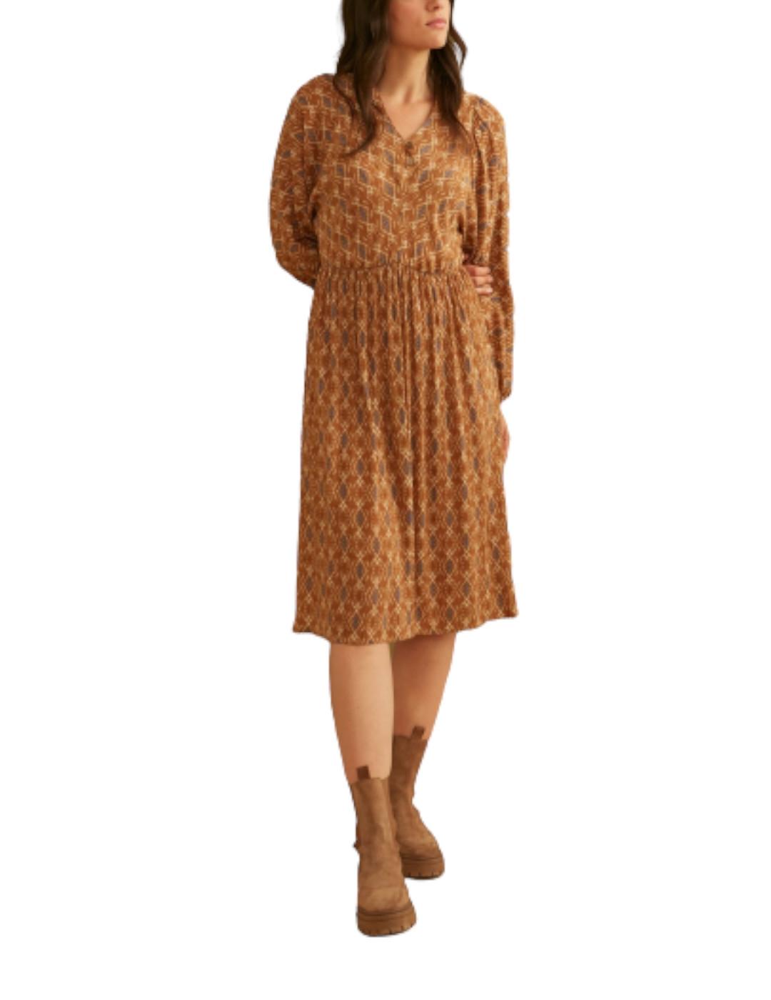 Vestido LAB Collection Botones Camel