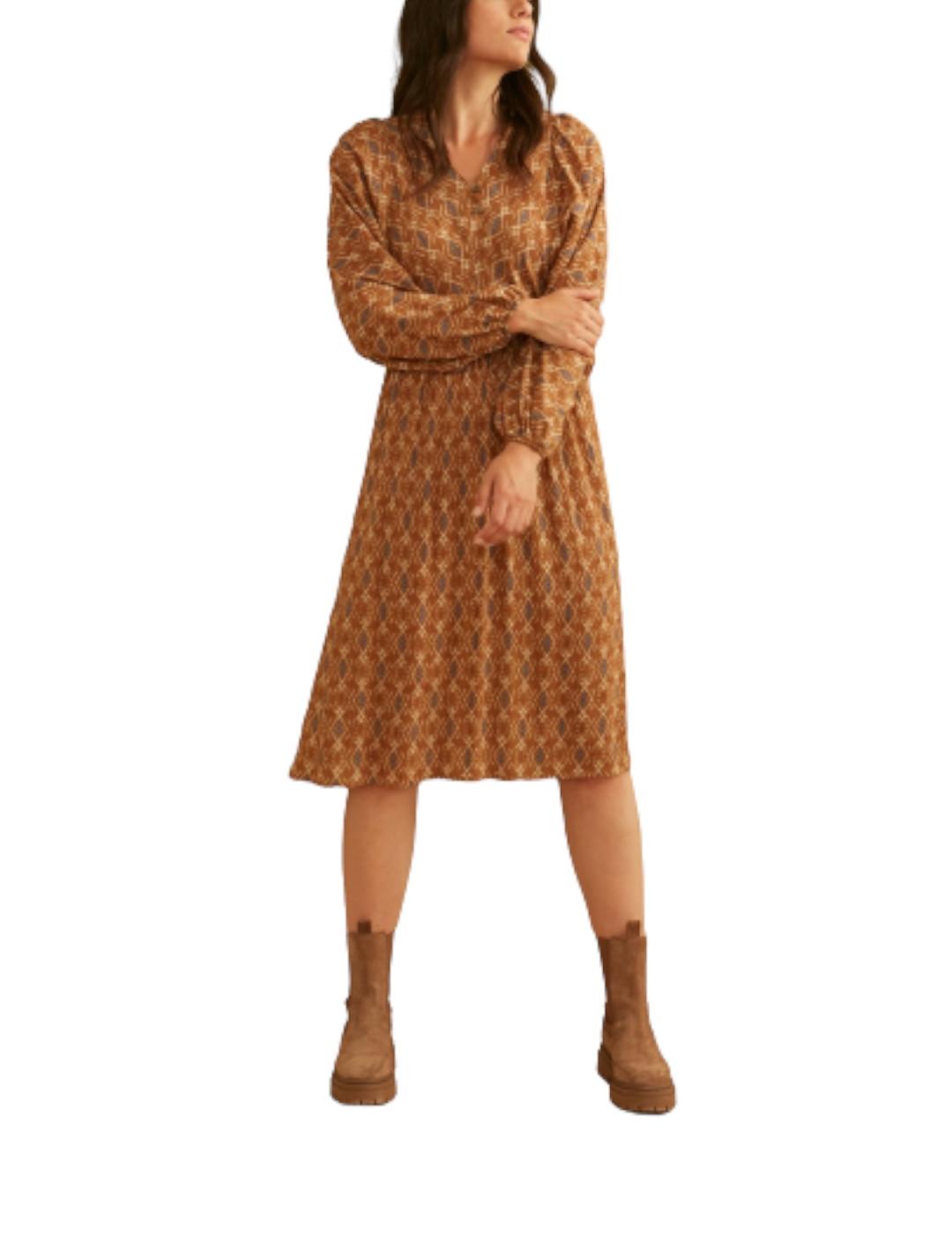 Vestido LAB Collection Botones Camel