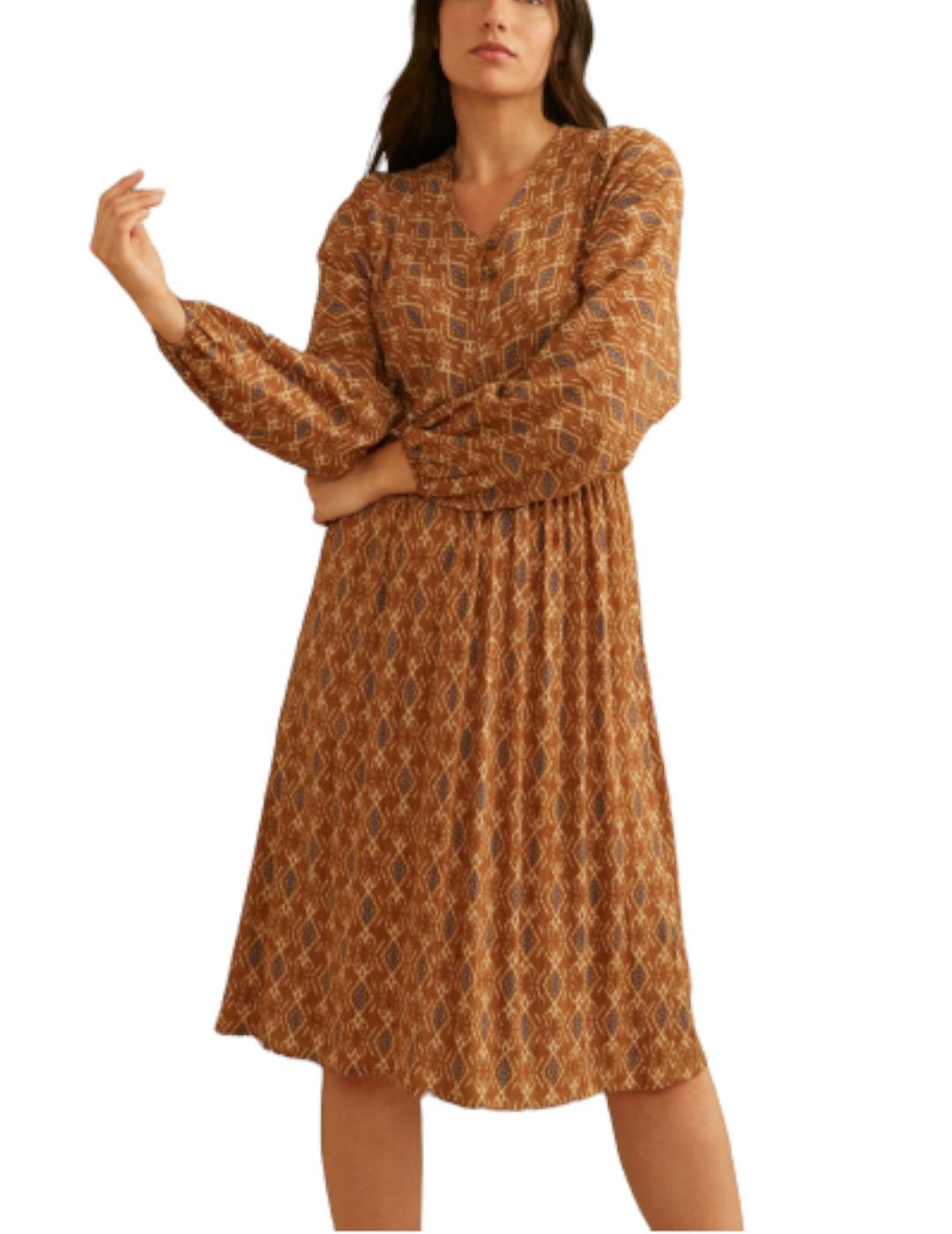 Vestido LAB Collection Botones Camel