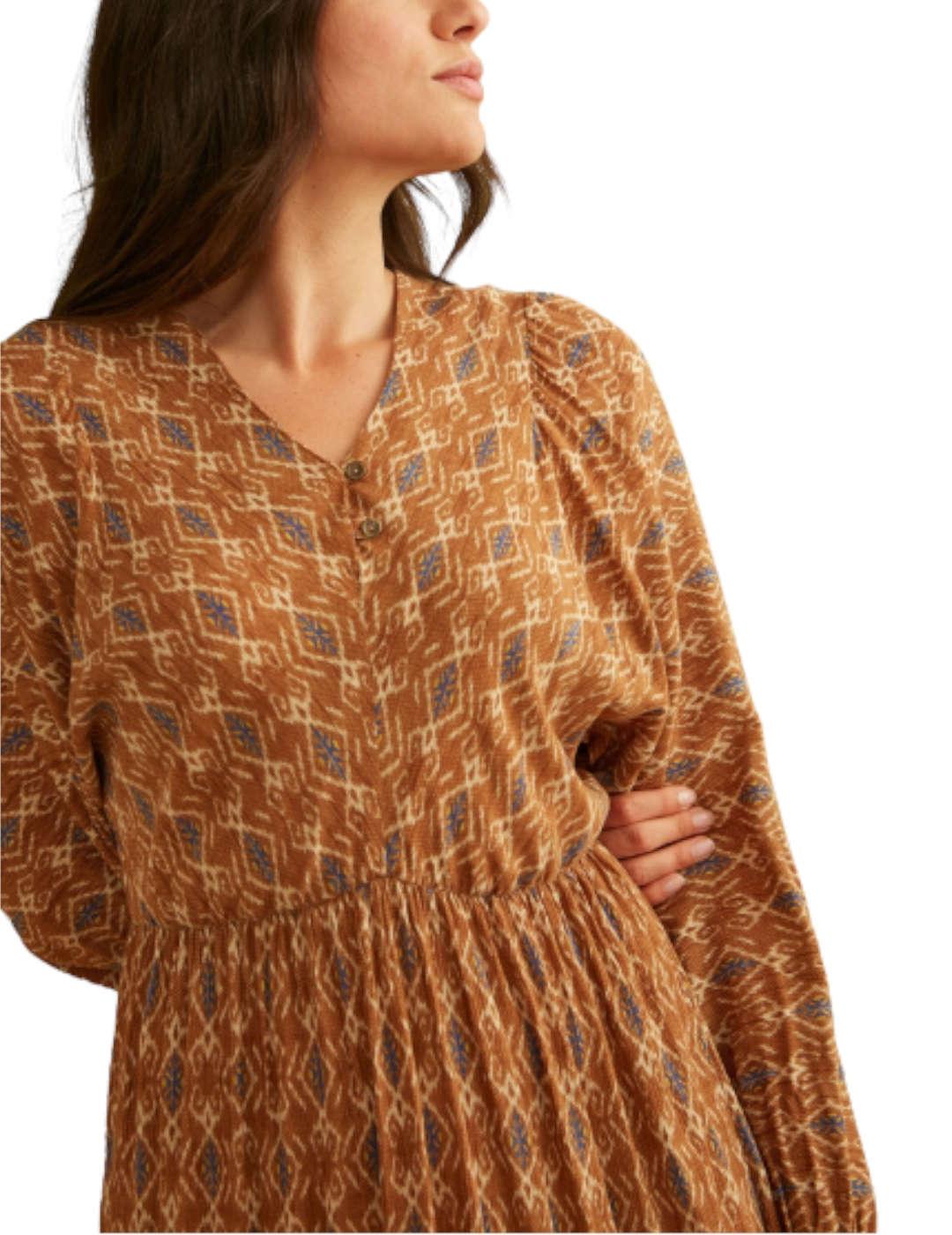 Vestido LAB Collection Botones Camel