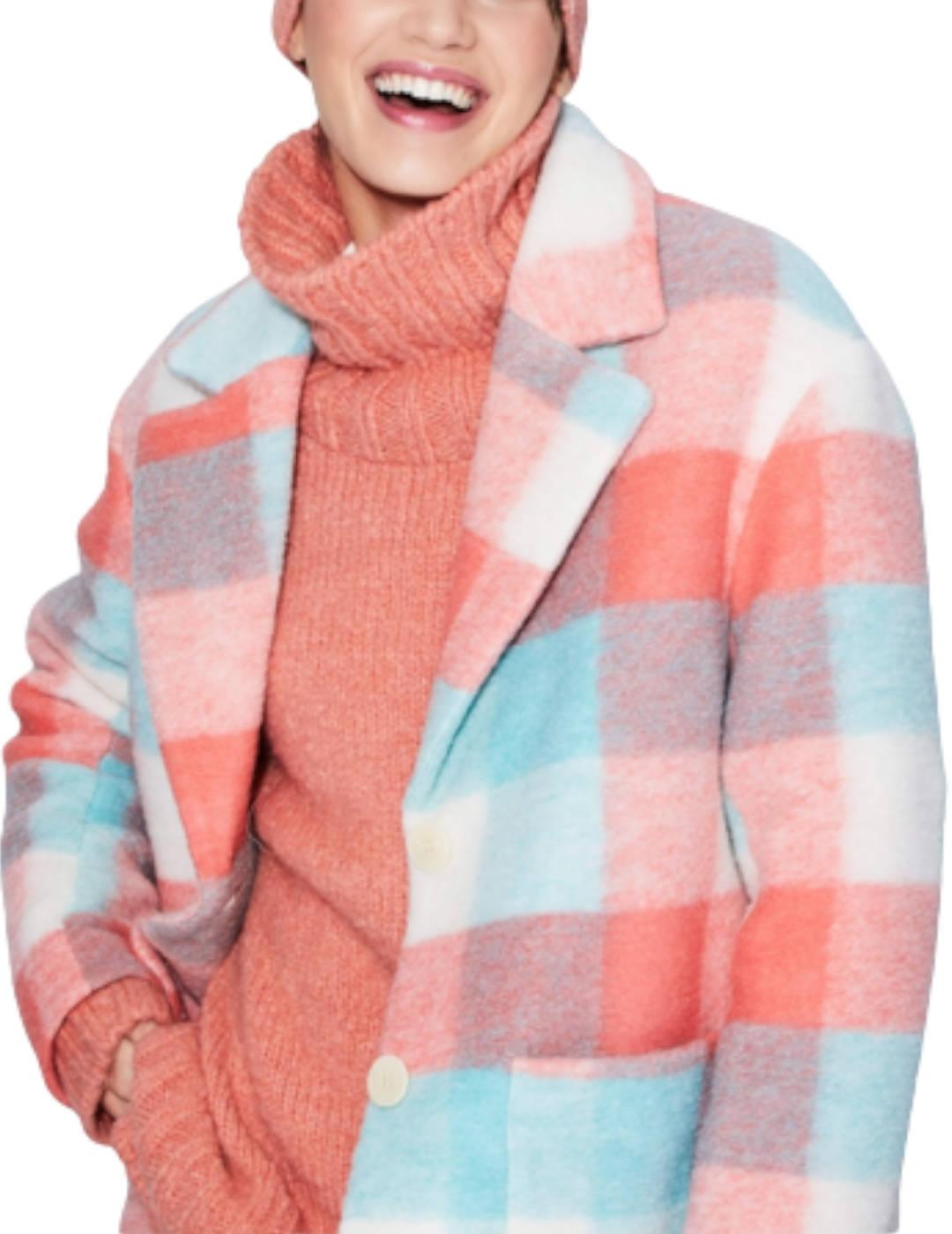 Chaquetón &me Unlimited Cuadros Malene Coral