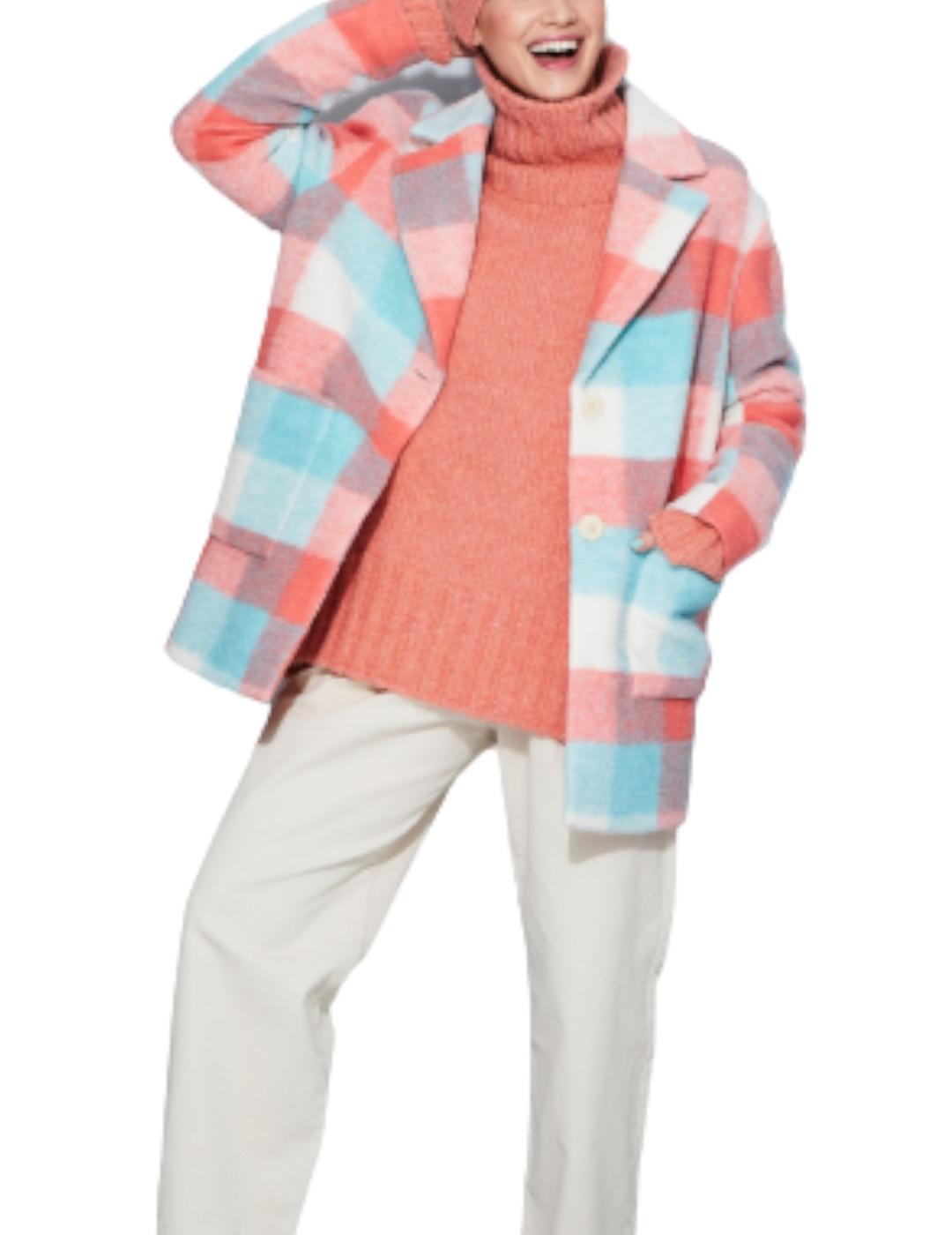 Chaquetón &me Unlimited Cuadros Malene Coral