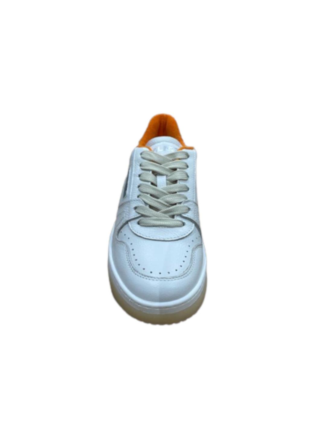 Zapatilla Meliné Blanca Contraste Naranja