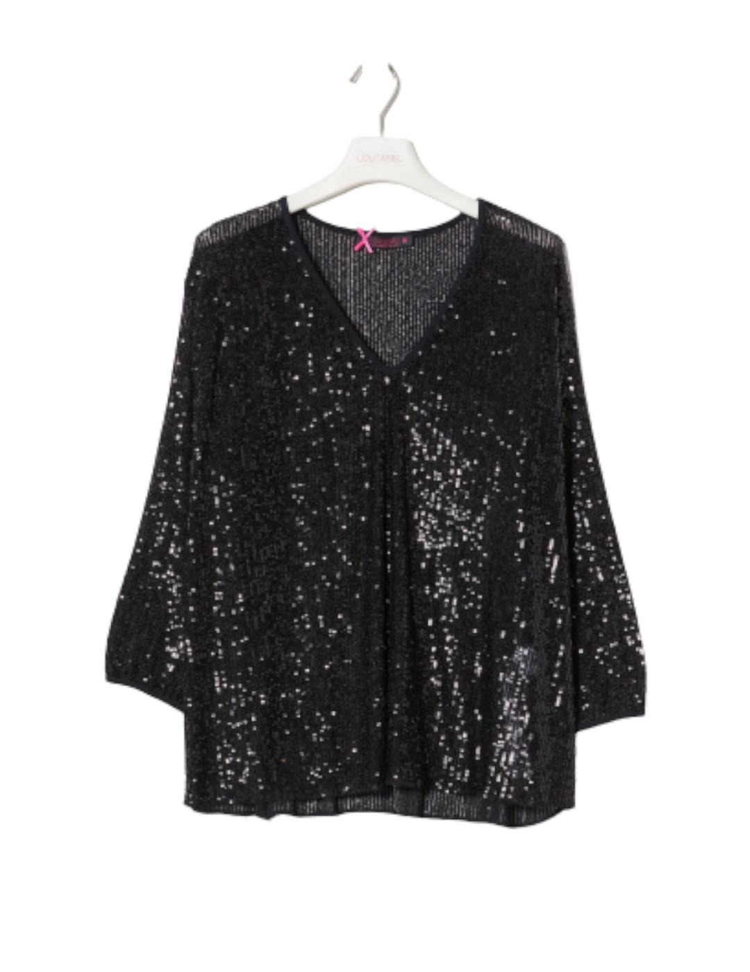 Top Lolitas&L Lentejuelas Negro