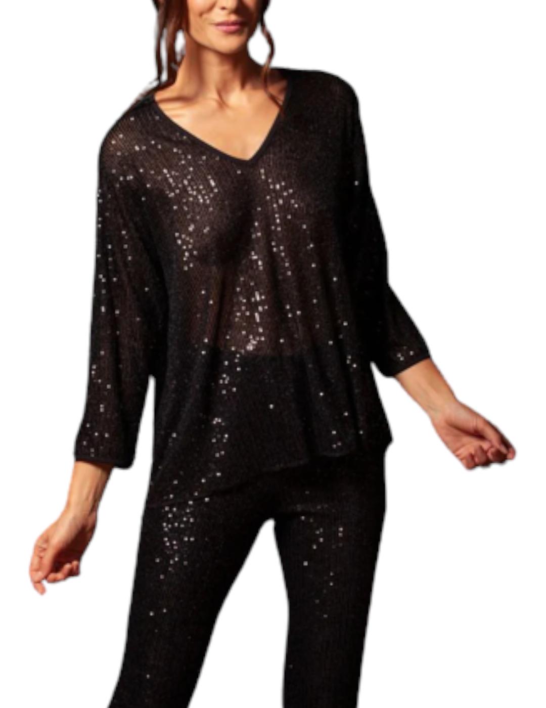 Top Lolitas&L Lentejuelas Negro