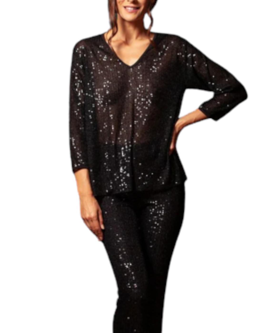 Top Lolitas&L Lentejuelas Negro