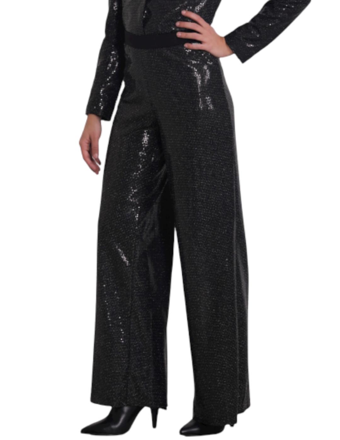 Pantalón Mimi-Muà Palazzo Paillettes Negro