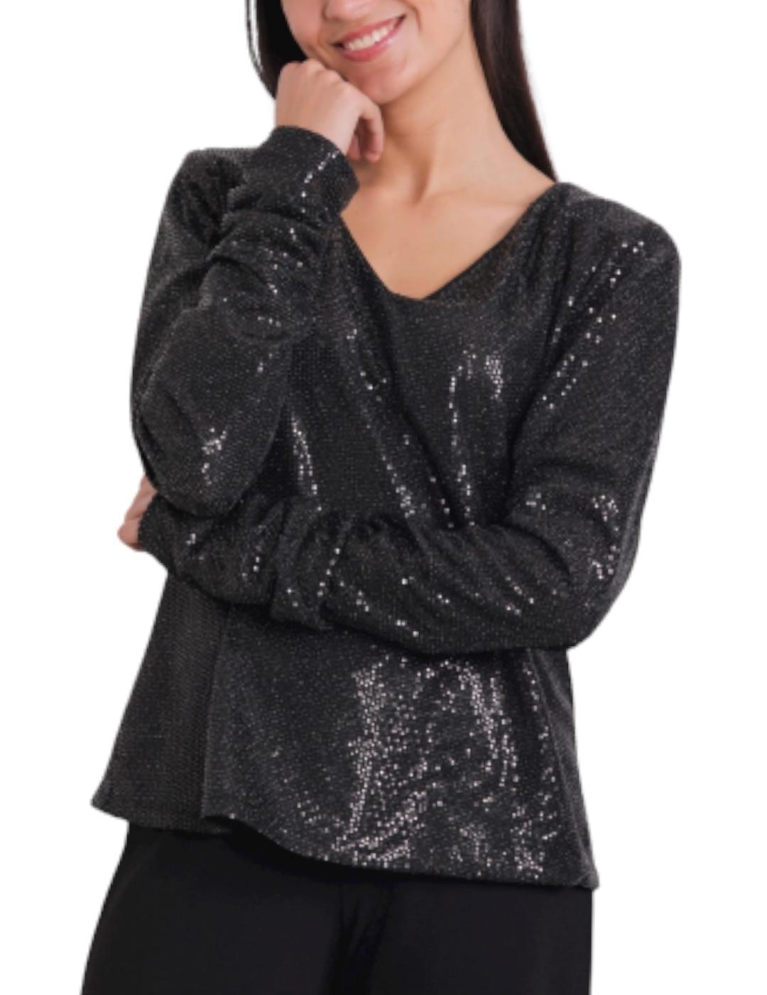 Top Mimi-Muà Paillettes Negro