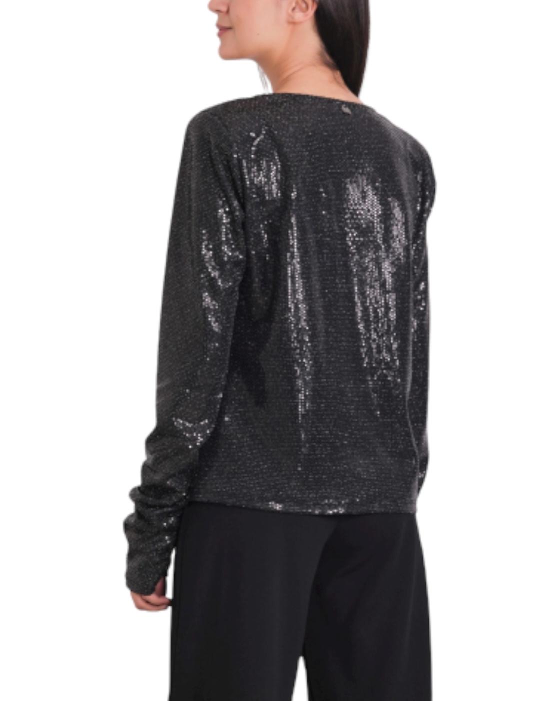 Top Mimi-Muà Paillettes Negro