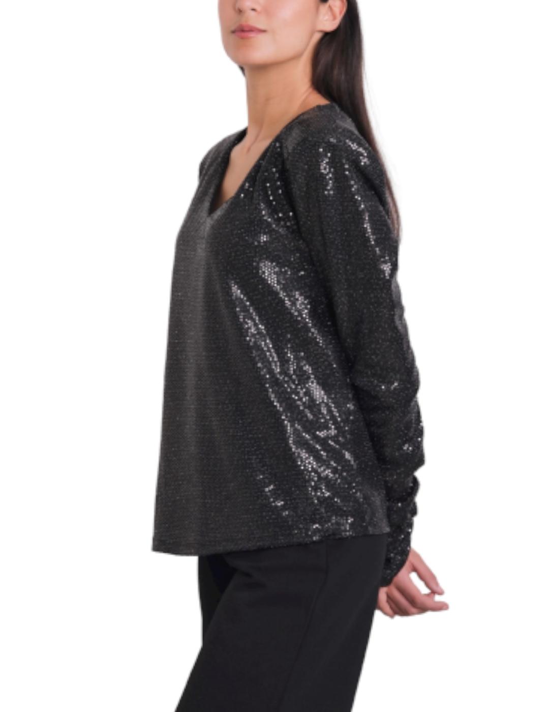 Top Mimi-Muà Paillettes Negro