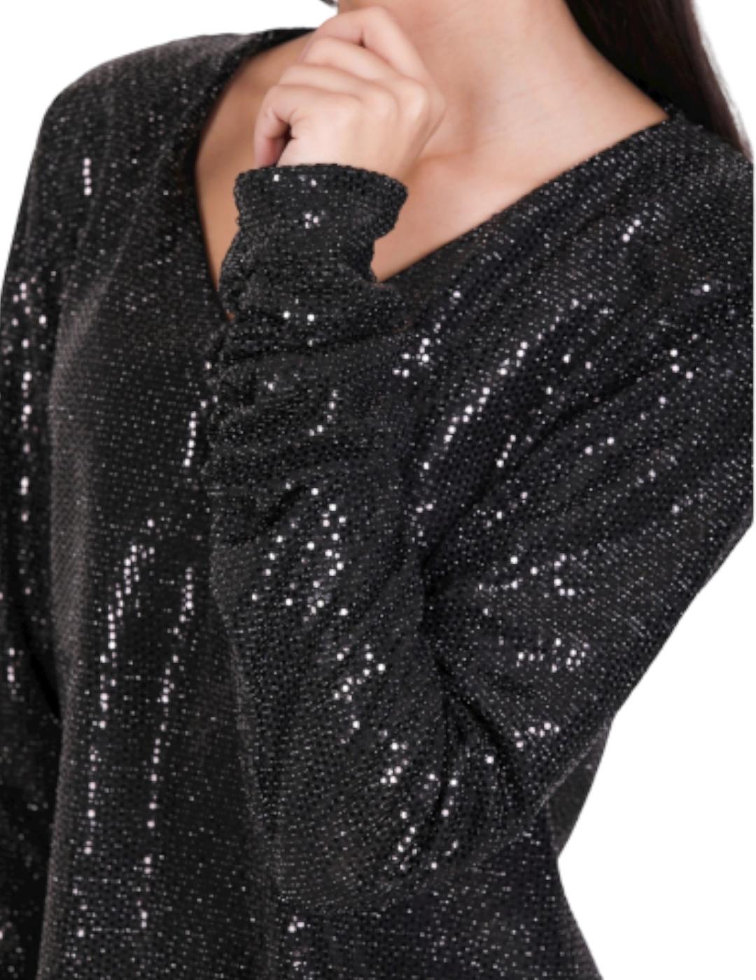 Top Mimi-Muà Paillettes Negro