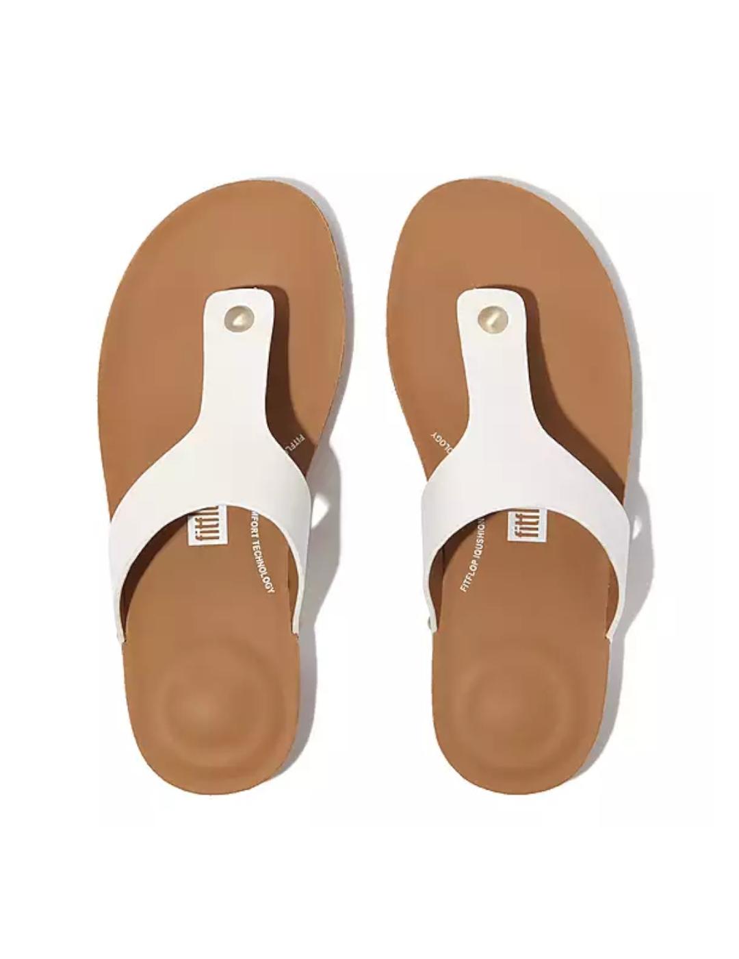 Sandalia Fitflop Iqushion Leather Toe-Post Blanco