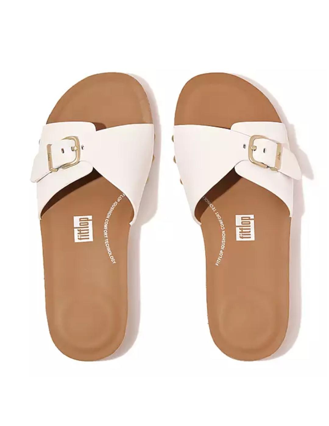 Sandalia Fitflop Iqushion Adjustable Buckle Blanco