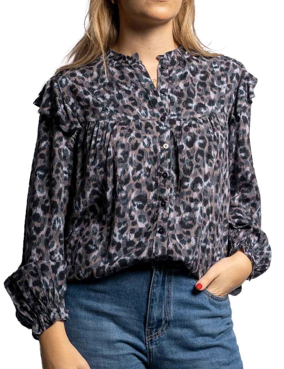 Blusa LeSun Animal Print Gris