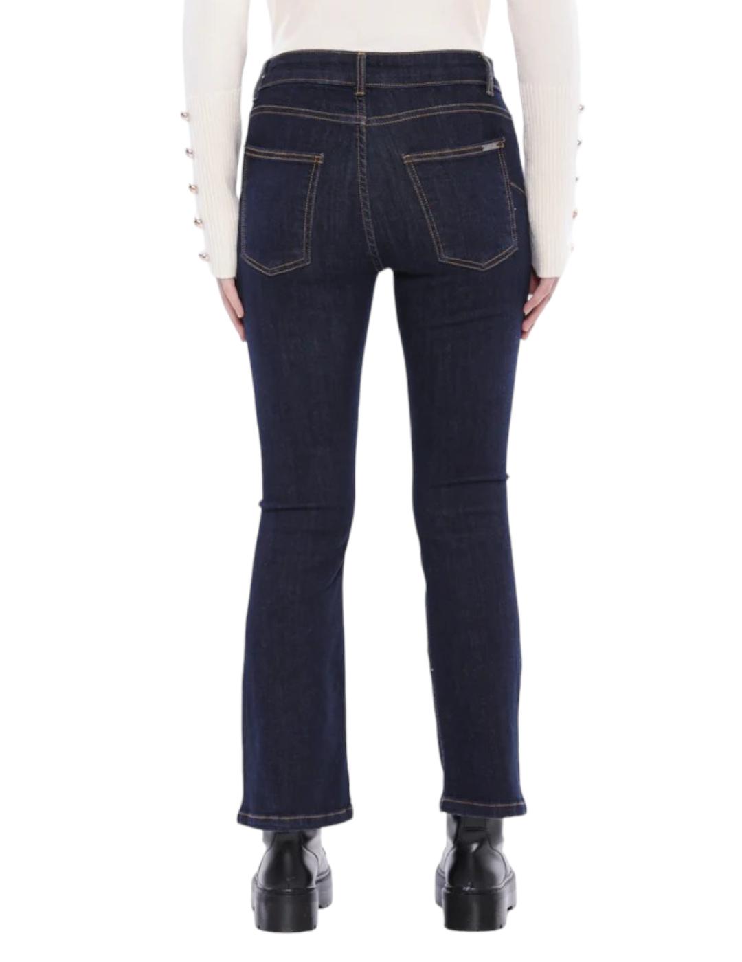 Pantalón Mimi-Muá Jeans Cropped Flare Azul Oscuro