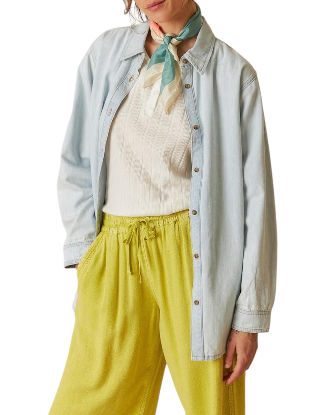 Camisa Indi-cold Denim Oversize Azul