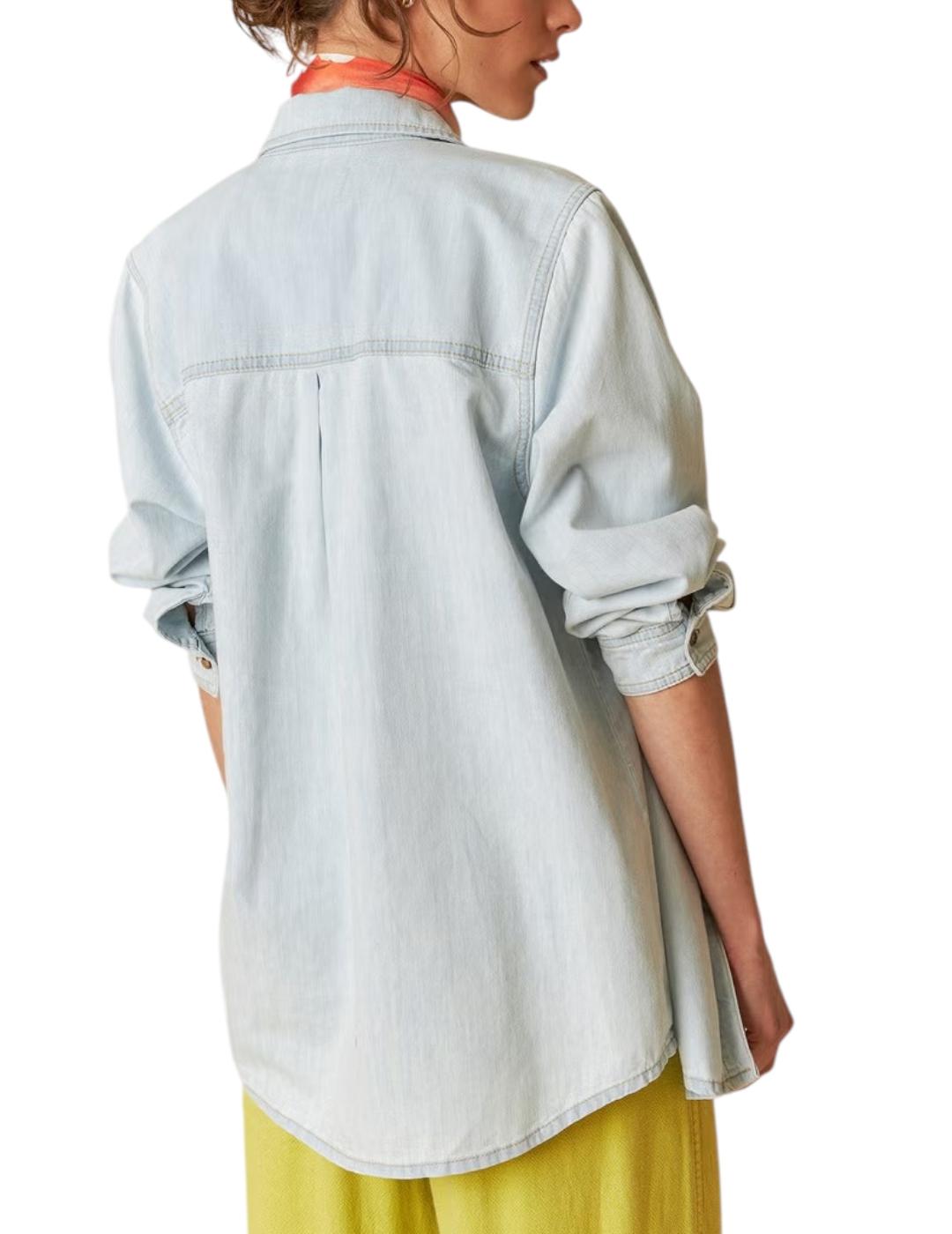 Camisa Indi-cold Denim Oversize Azul