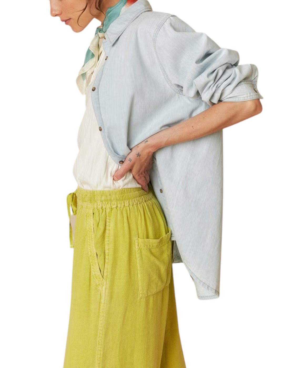 Camisa Indi-cold Denim Oversize Azul