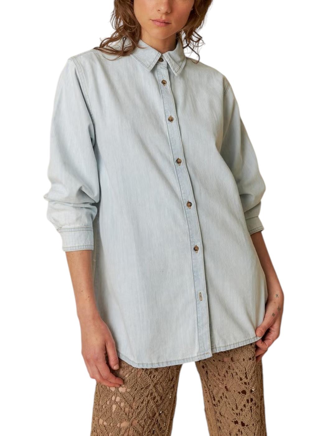 Camisa Indi-cold Denim Oversize Azul