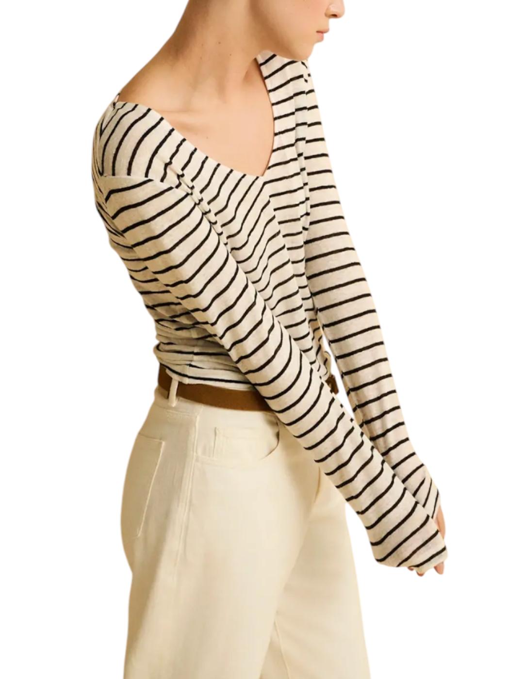 Camiseta ese O ese Lino Stripes Negro