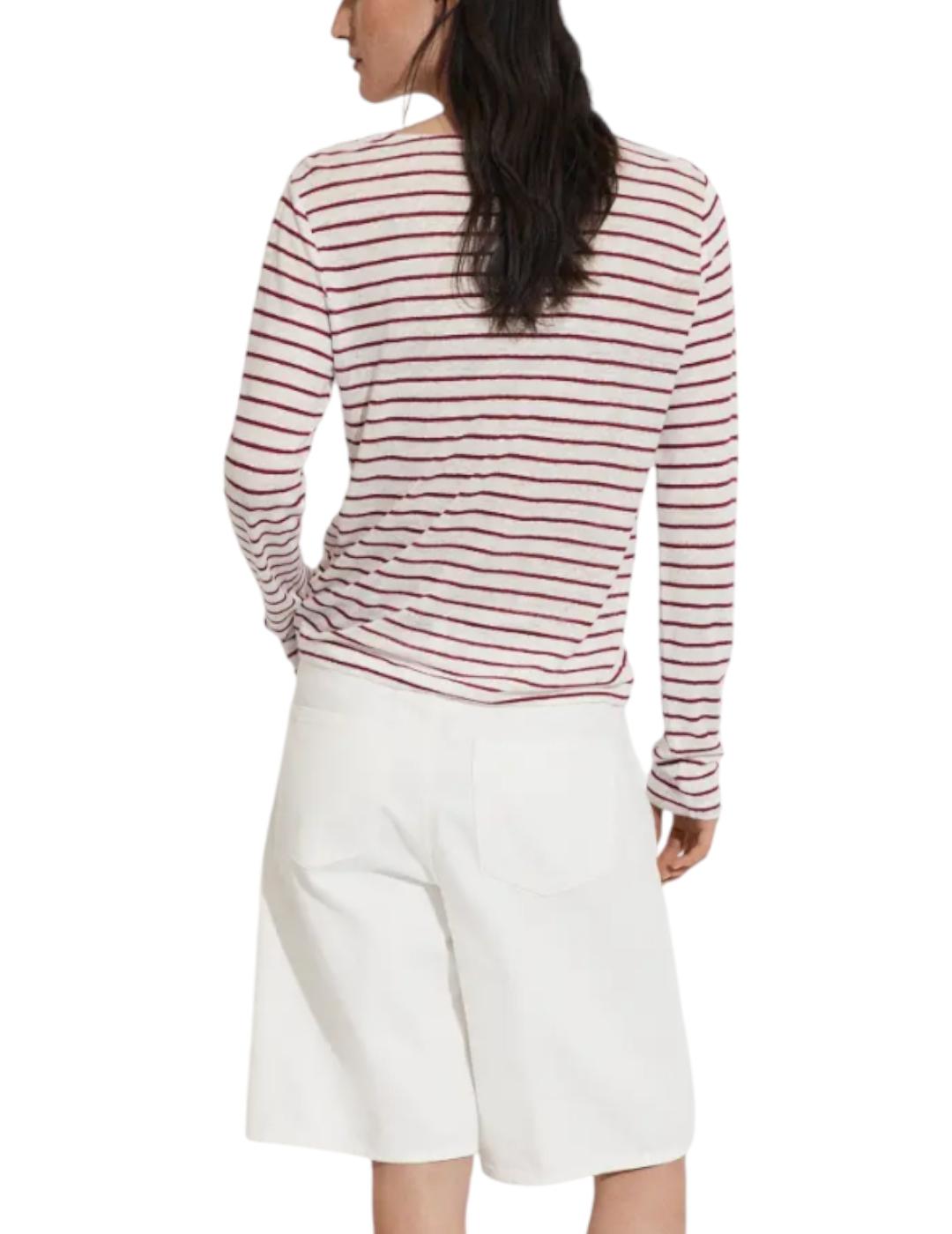 Camiseta ese O ese Lino Stripes Burdeos