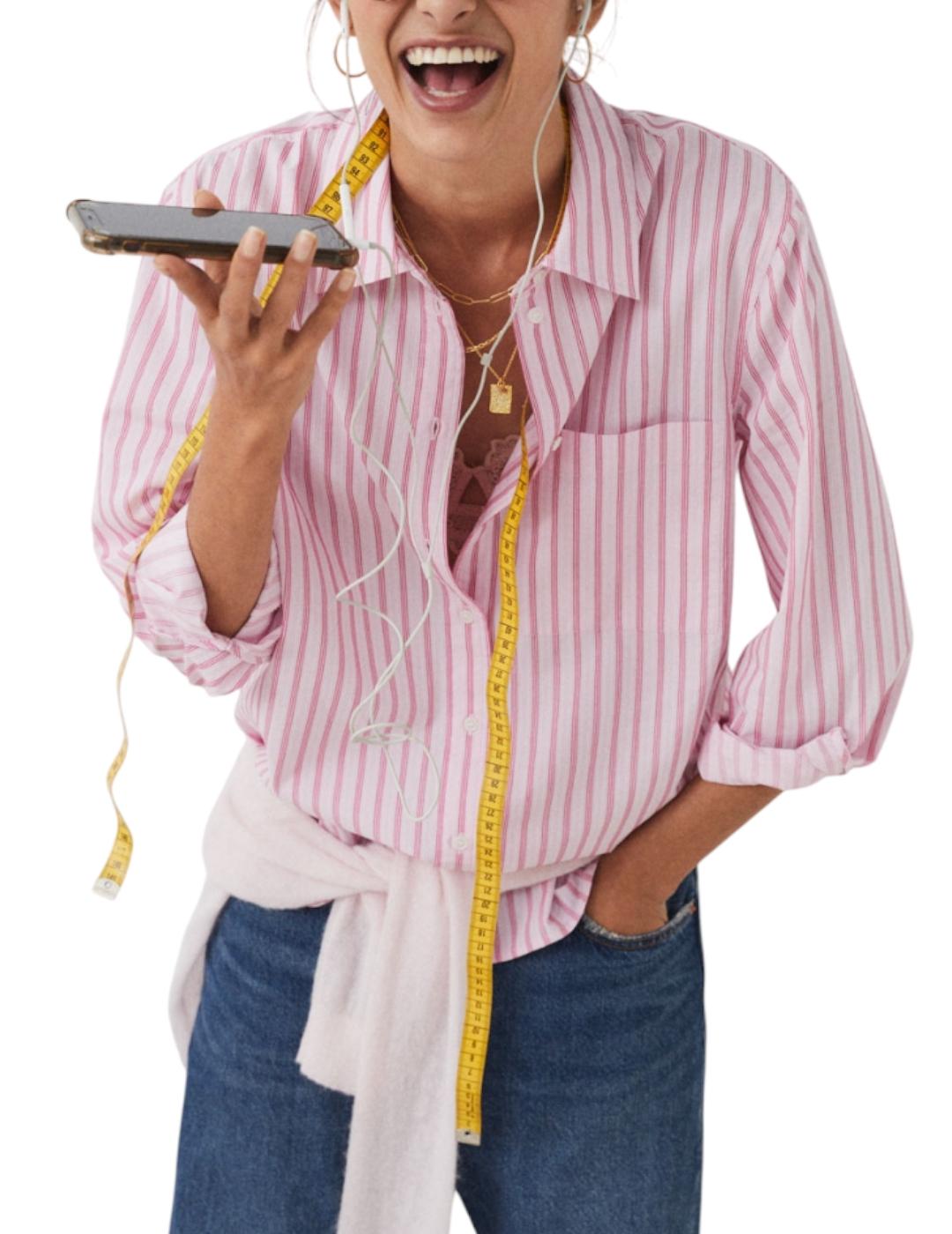 Camisa ese O ese Rayas Keaton Rosa