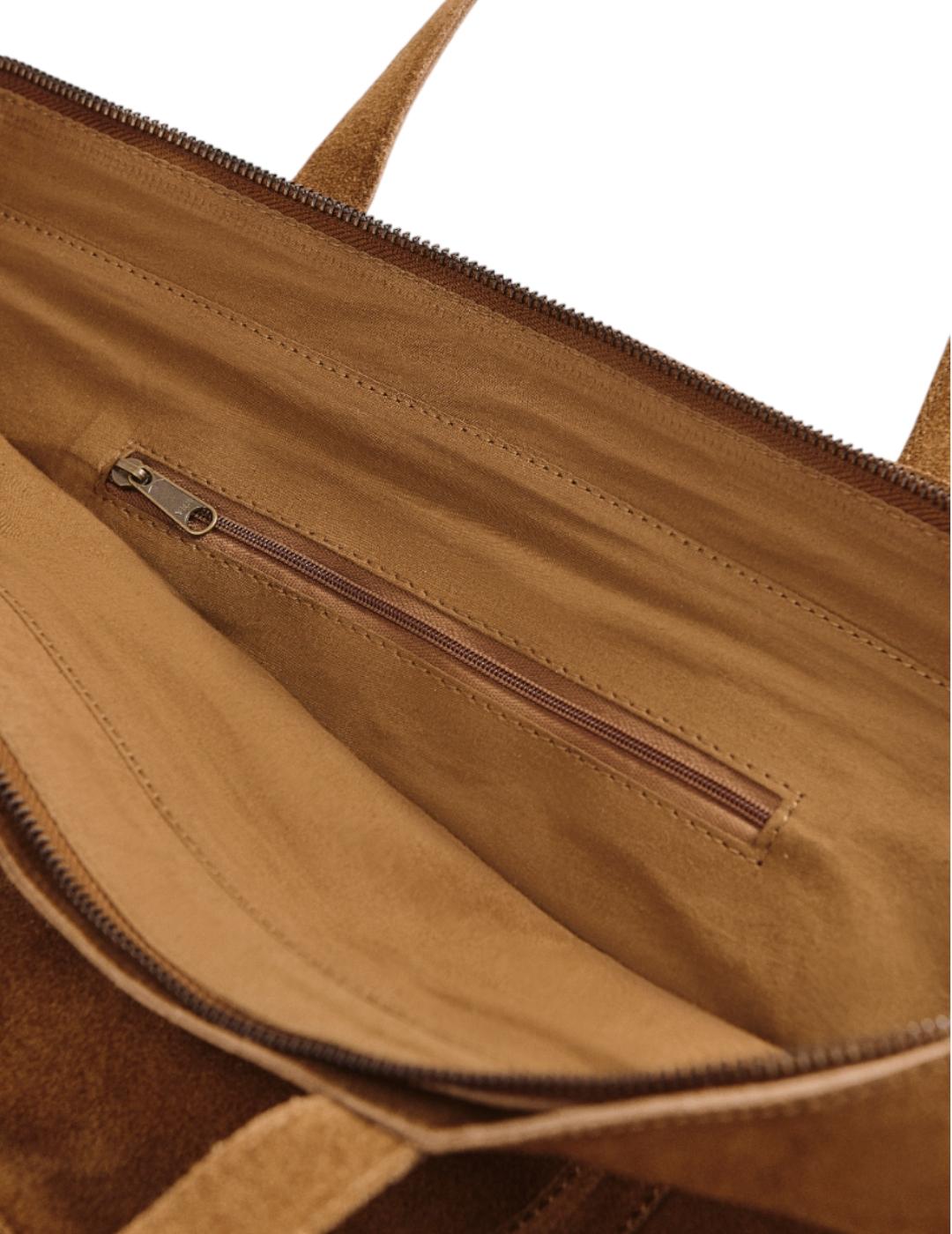 Bolso ese O ese Shopper Suede Marrón