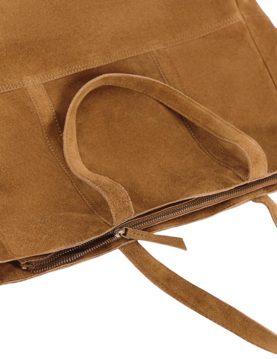 Bolso ese O ese Shopper Suede Marrón