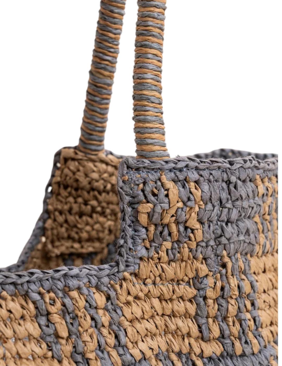 Bolso Indi&cold Rafia Azul