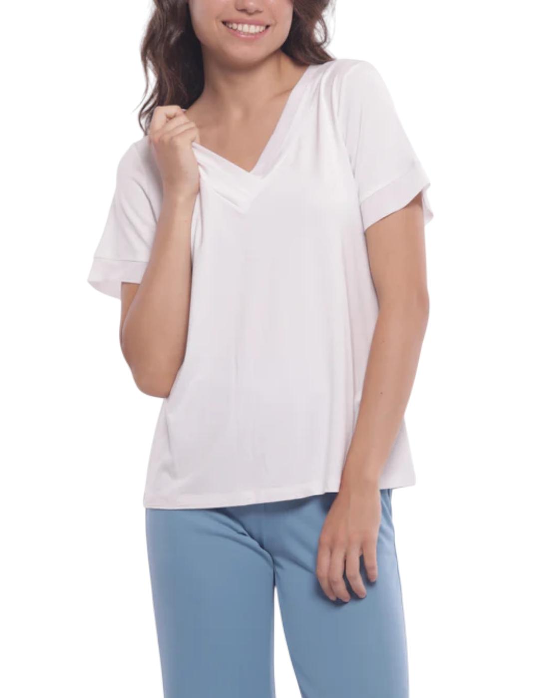 Camiseta Mimi-Muà Pico Doble Blanco