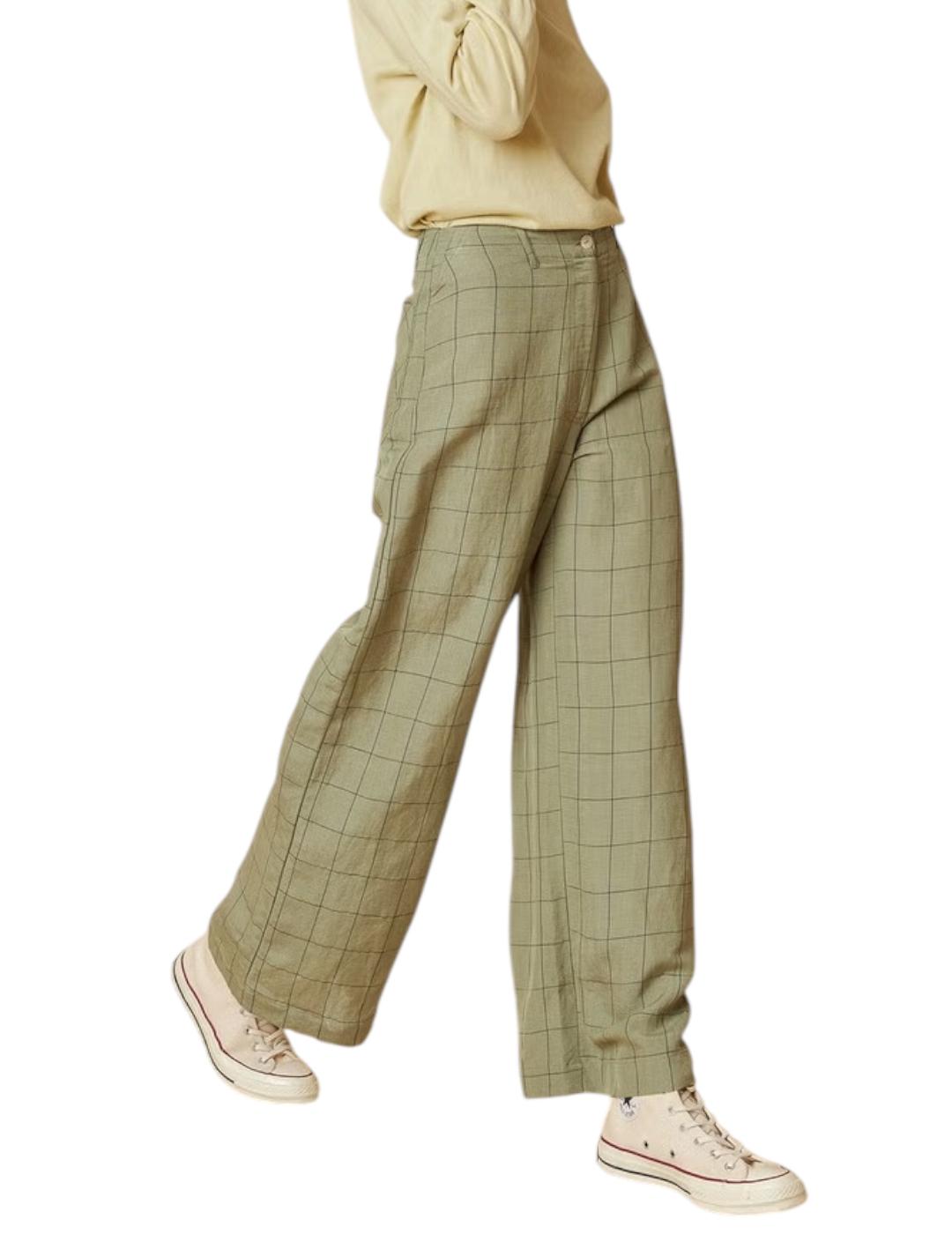 Pantalón Indi&cold Cuadros Verde