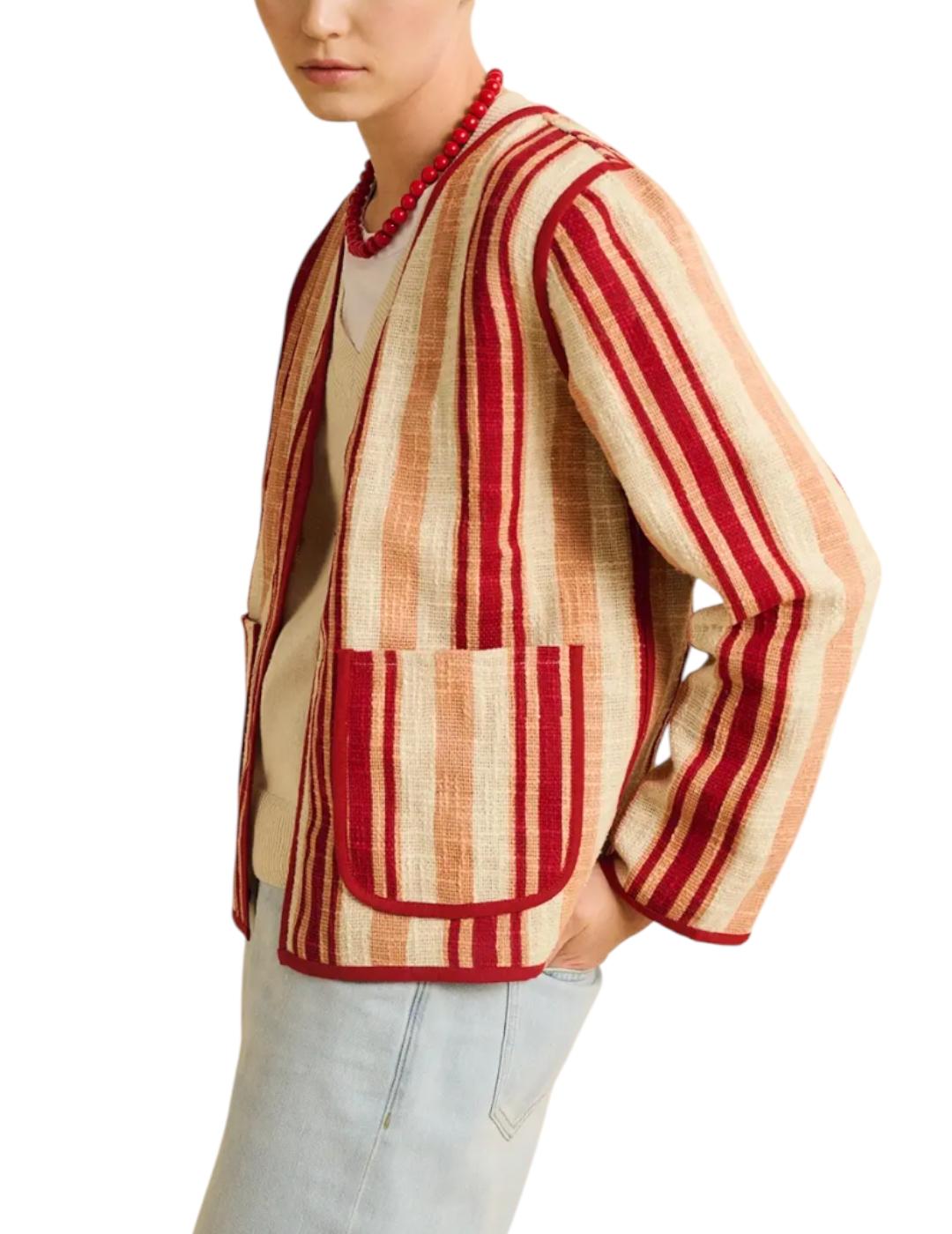 Chaqueta ese O ese Rayas Chiado Rojo