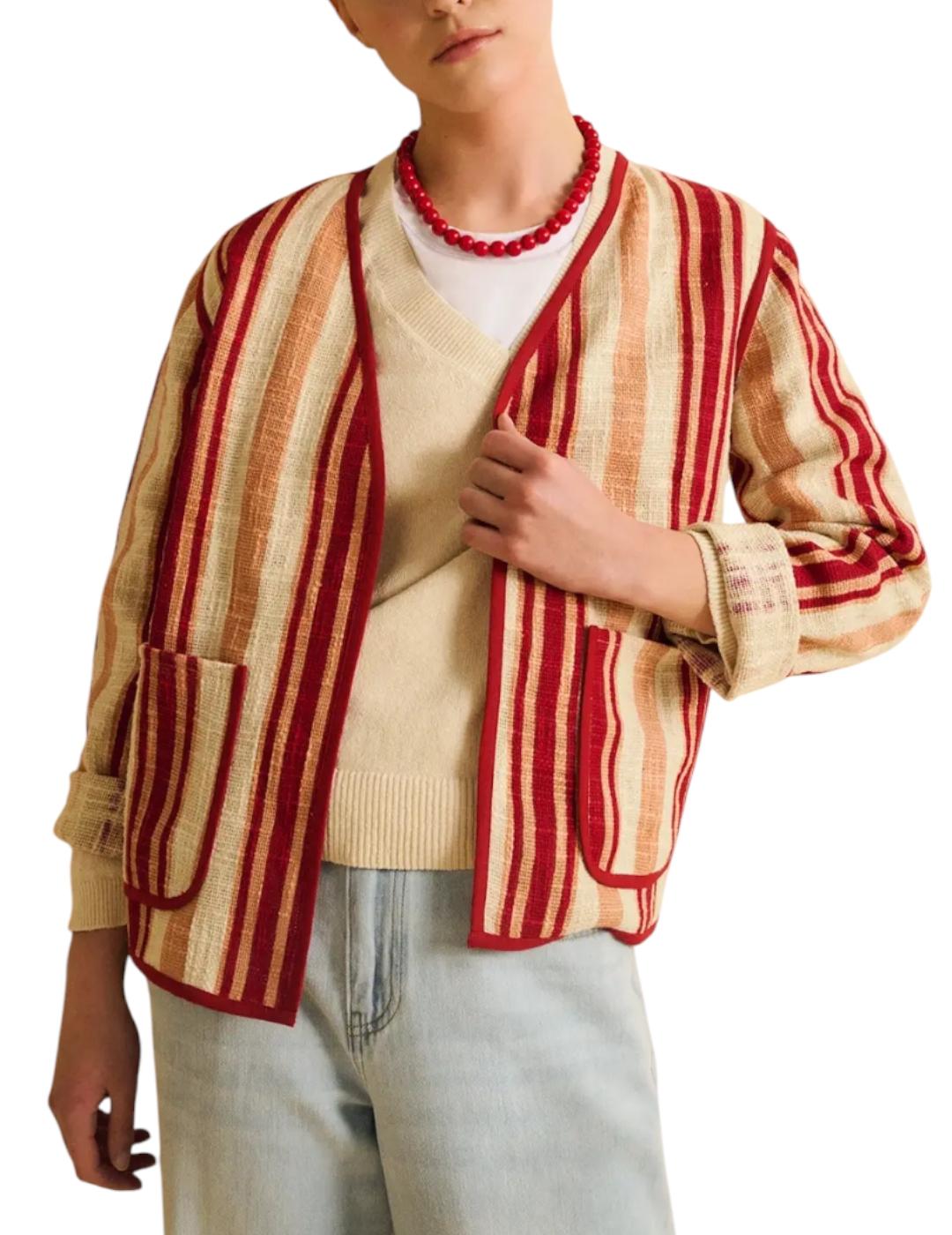 Chaqueta ese O ese Rayas Chiado Rojo