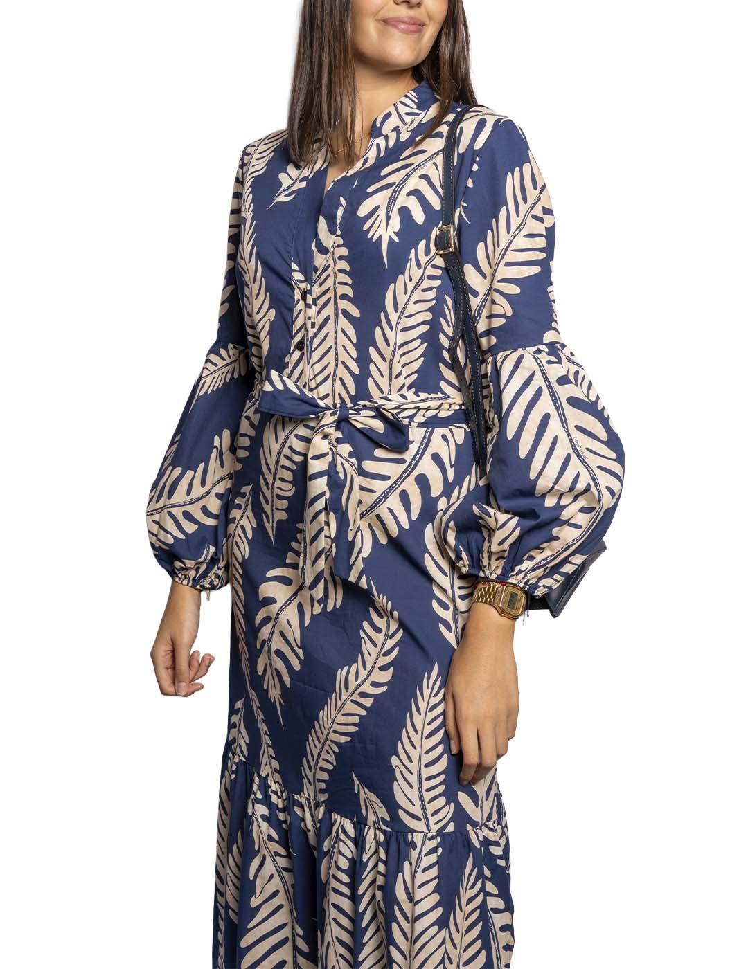 Vestido Mimi-Muà Largo Hojas Azul MIMI-MUA para Mujer Rasgos