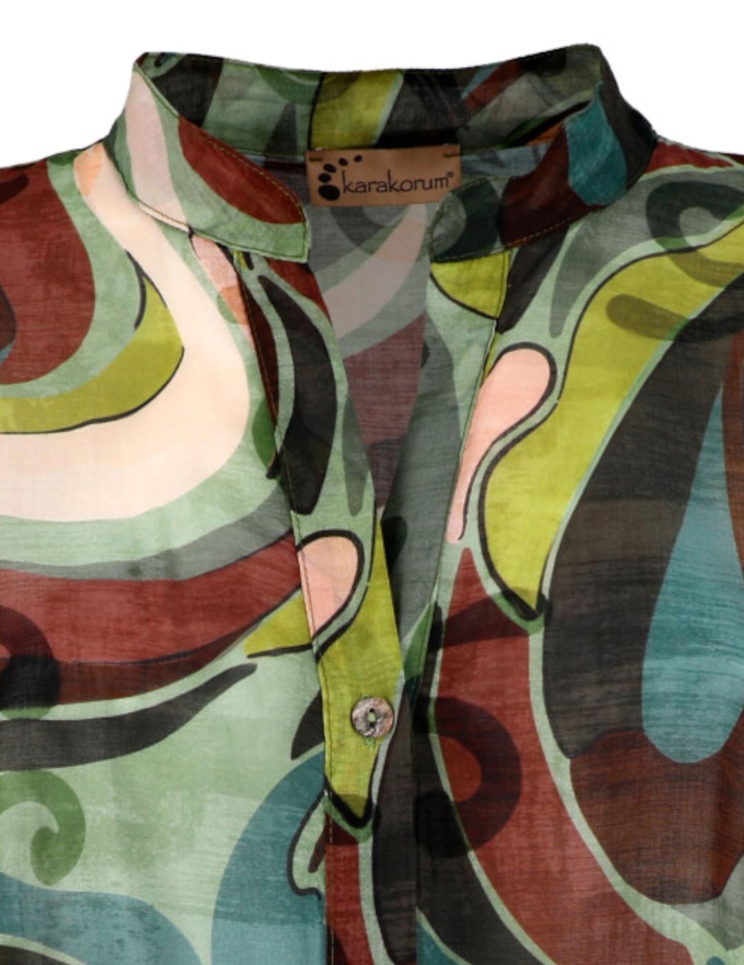 Camisa Karakorum Print Akilia Verde