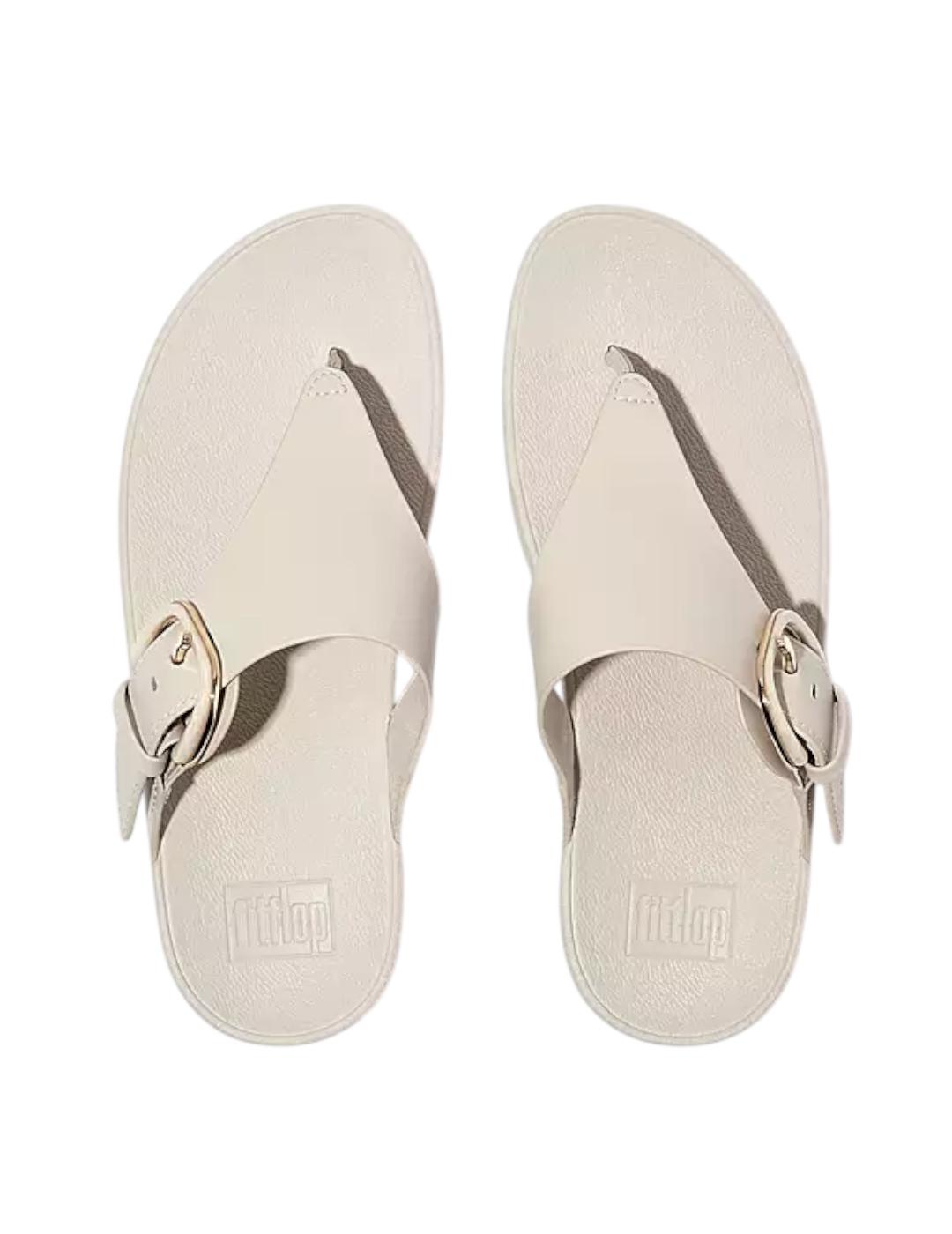 Sandalias Fitflop Lulu Resin-Buckle Blanco para mujer.